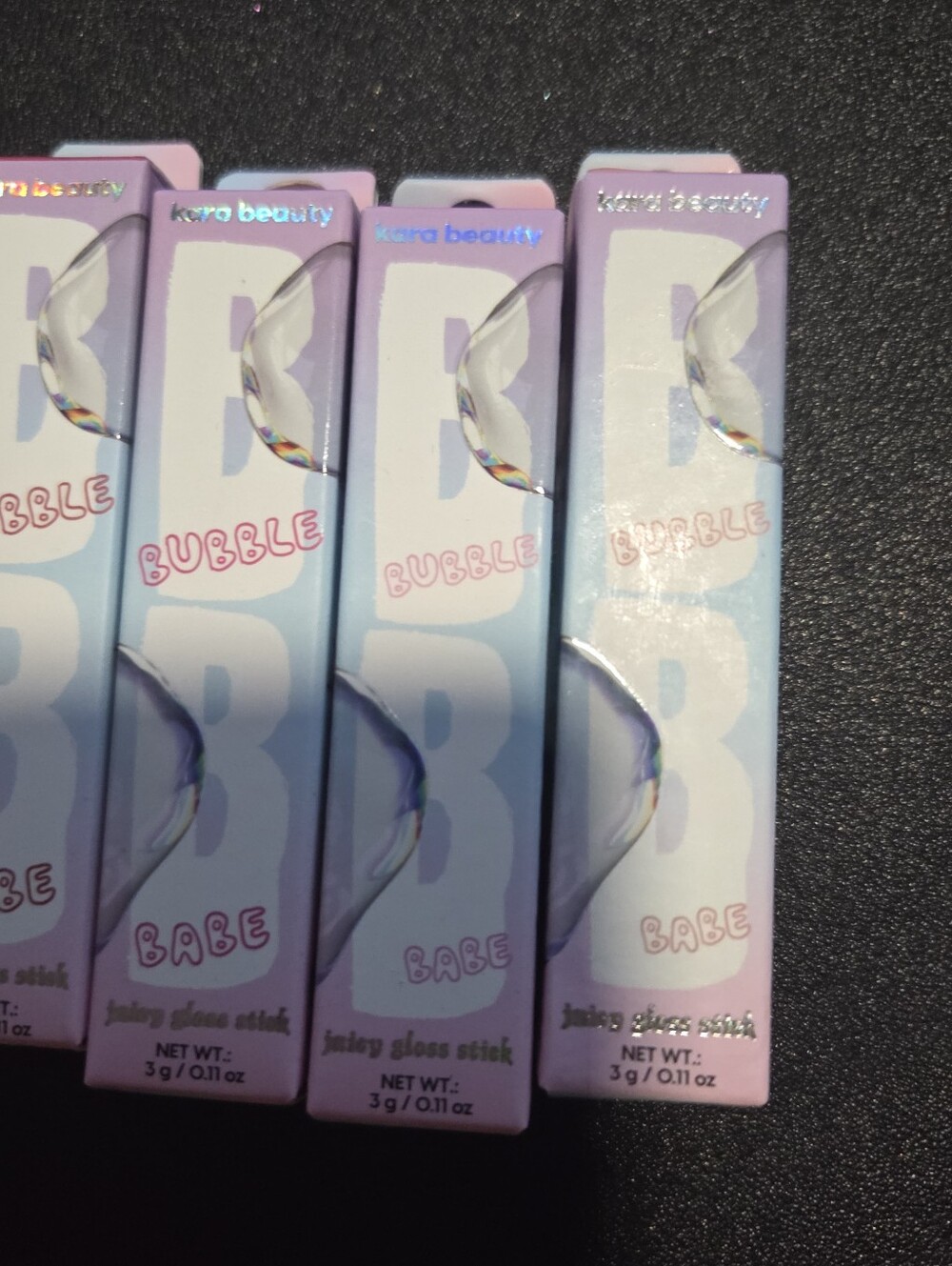 Kara Besity Bubble Babe Pink Juicy Gloss Stick 4 Pieces NEW In Box